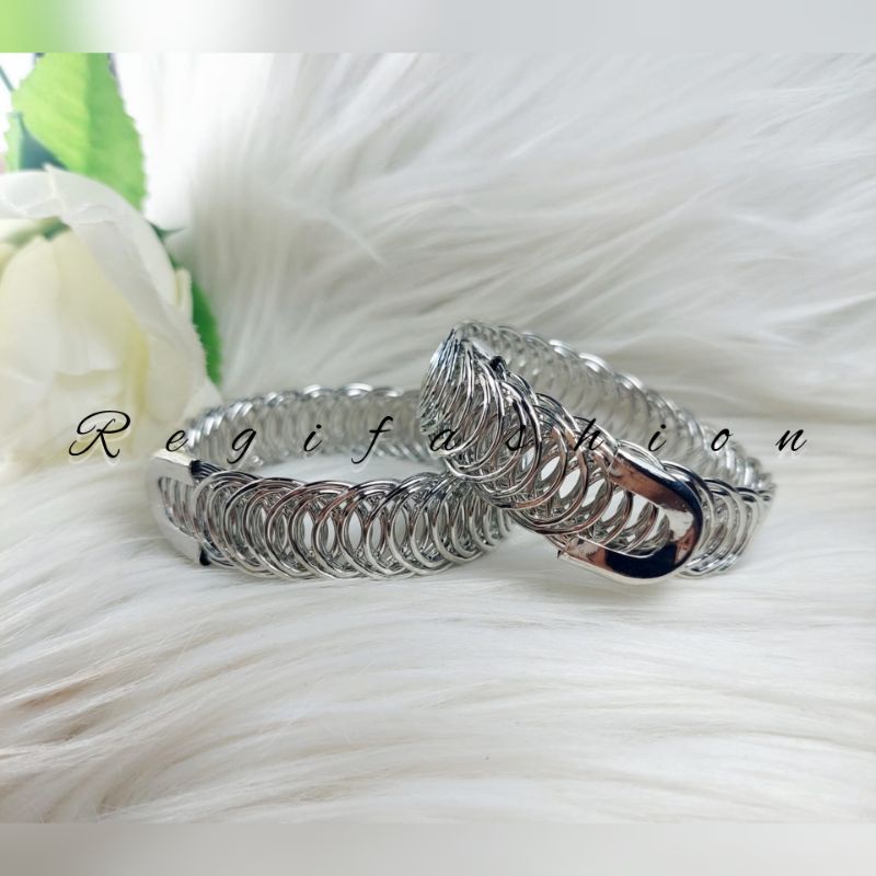 gelang lentur titanium original fashion wanita kekinian anti karat tidak luntur