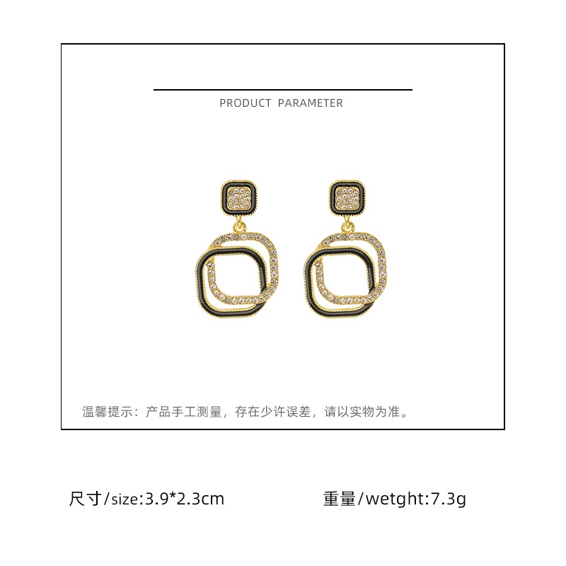 Sterling silver jarum Korea baru square rhombus anting-anting wanita anting-rambut pendek temperamen