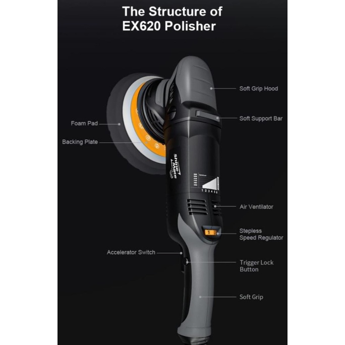SHINEMATE EX 620 15MM Dual Action Polisher Long Stroke Mesin Poles Mobil EX620 MURAH