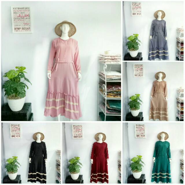 Gamis wolfis renda bawah