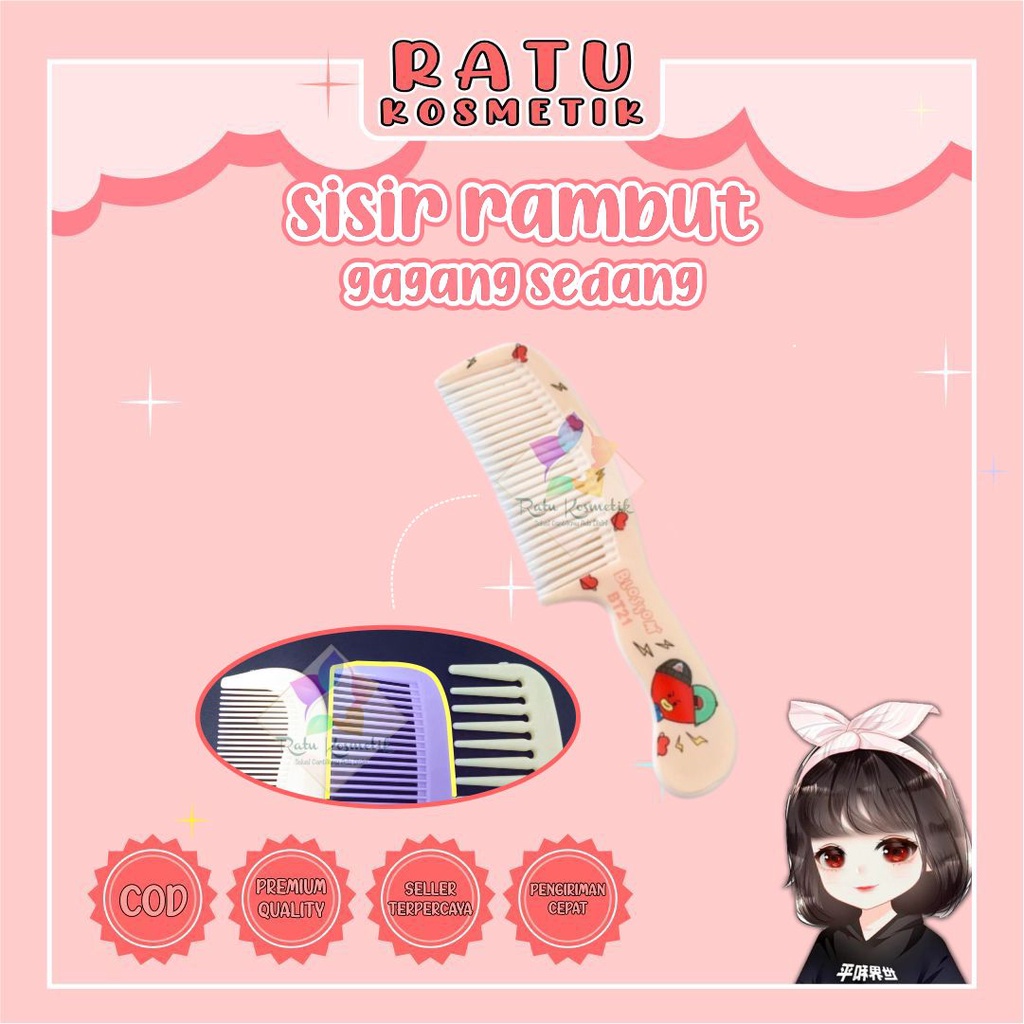 ❤ RATU ❤ Sisir Rambut Karakter Gagang Aishu Tebal | Renggang Sedang Rapat BTS | Sisir Semir | Sisir Keramas | Sisir Isi 2 | Sisir Lipat Besi | Sisir / Brush Volume | Sisir Isi 12 | Sisir Ion