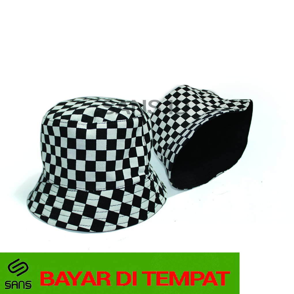 TOPI BUCKET MOTIF KOTAK KOTAK