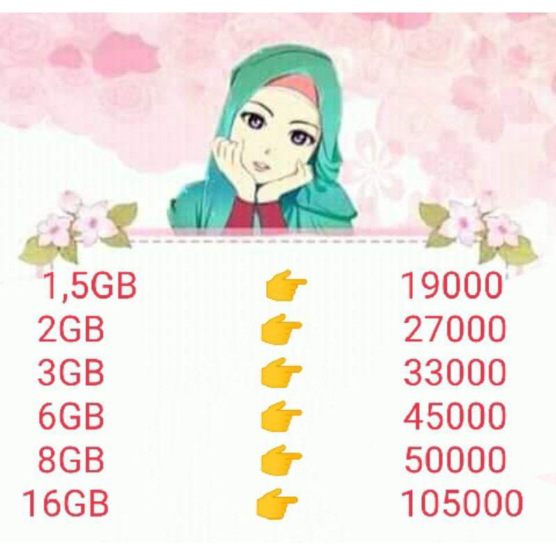 paket kuota murah tri unlimited/1Gb, 2Gb, 3Gb, 6Gb, 8Gb,12GB,16Gb
