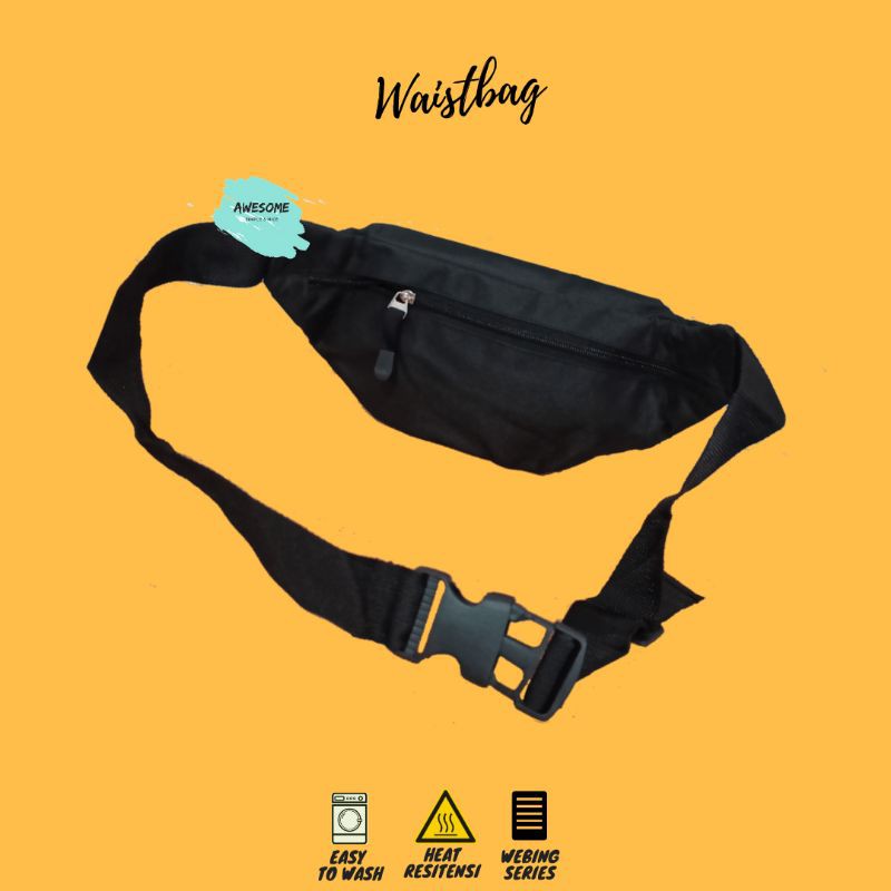 Waitsbag Pria Polos Hitam Terlaris