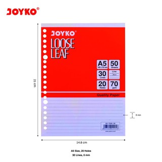 JOYKO LOOSE LEAF LINE A5 / KERTAS FILE BINDER 7020 50 LEMBAR