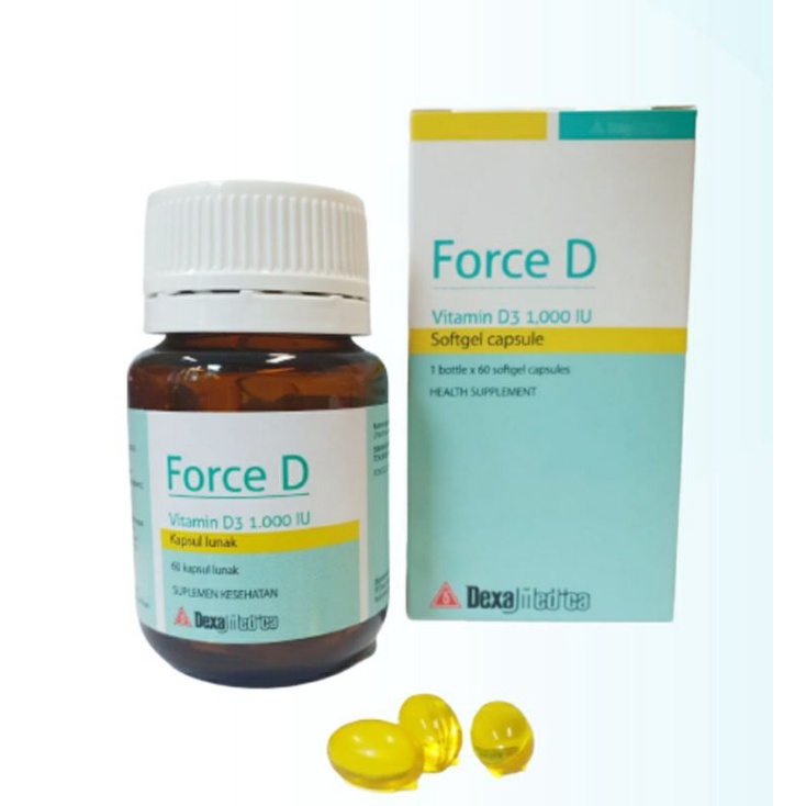 FORCE D 1.000 IU VITAMIN D3 1.000 IU PERKAPSUL UNTUK MEMBANTU MEMENUHI KEBUTUHAN VITAMIN IBU HAMIL,LANSIA DAN DEWASA UNTUK MENJAGA DAYA TAHAN TUBUH