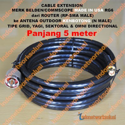 KENBOTONG CABLE KABEL COAX EXTENSION untuk ANTENA GRID SEKTORAL YAGI OMNI (5m)