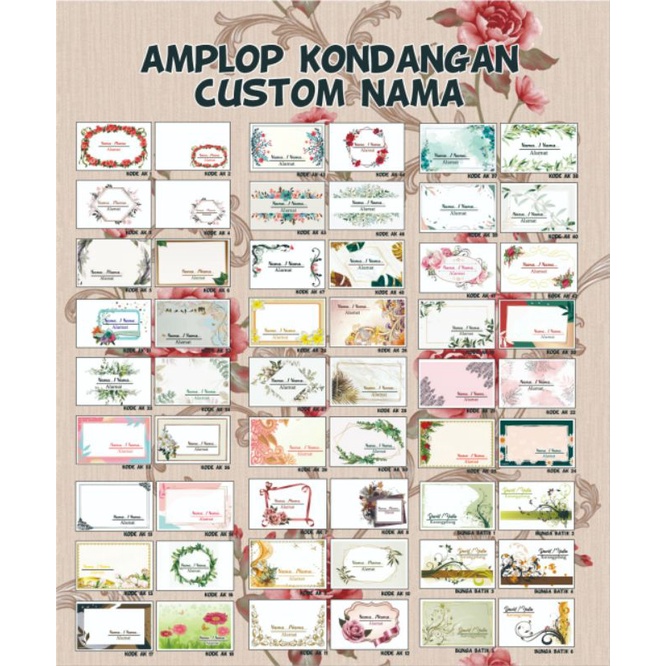

(seri.2) Amplop kondangan custom nama berperekat bahan amplop paperline 80gsm tebal