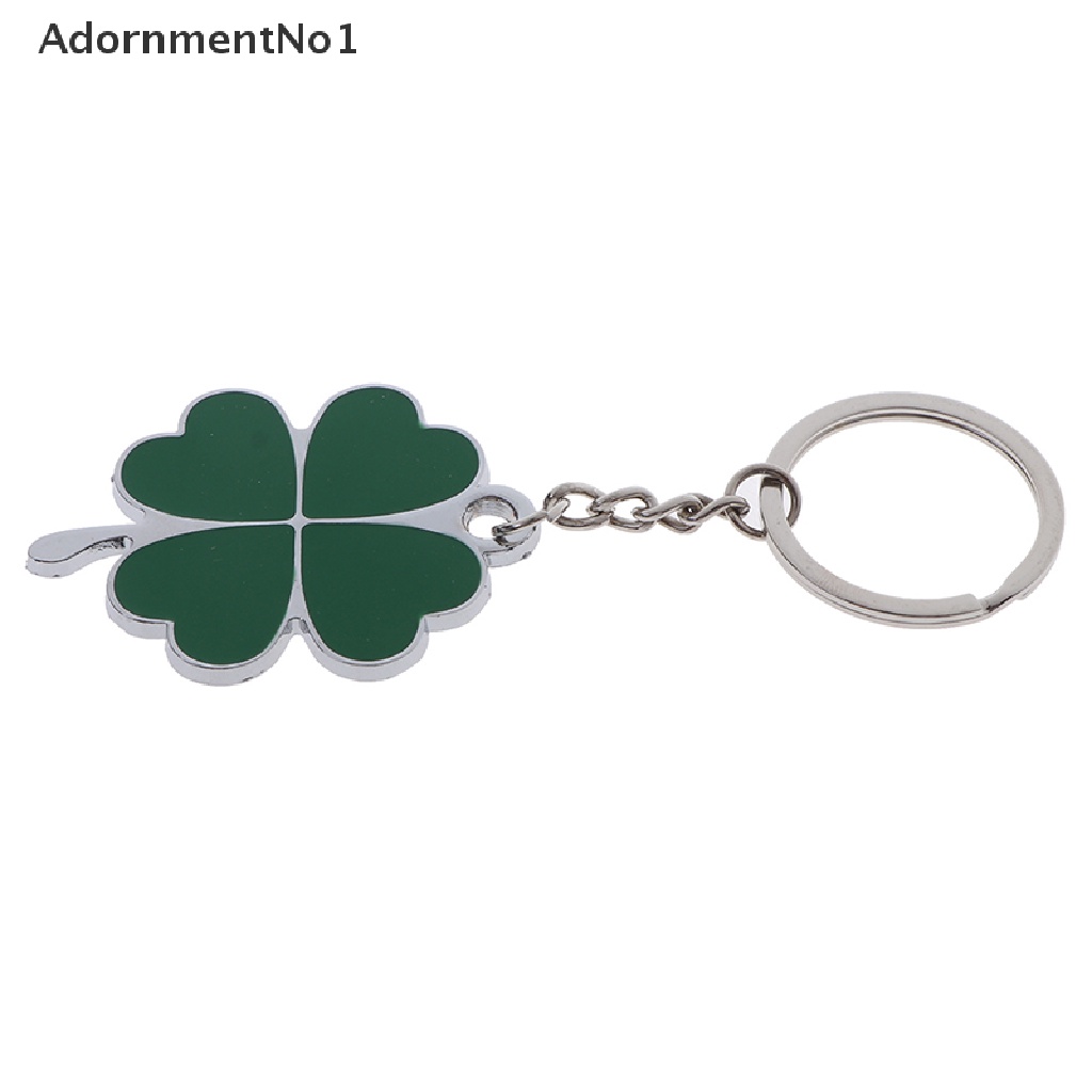 (AdornmentNo1) 1pc Gantungan Kunci Bentuk Daun Clover Bahan Stainless Steel