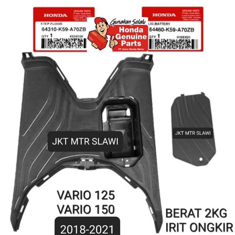 tutup aki, tutup baterai step floor atau bordes pijakan kaki 1set vario 125 f1 vario 150 f1  tahun 2018-2021 asli honda