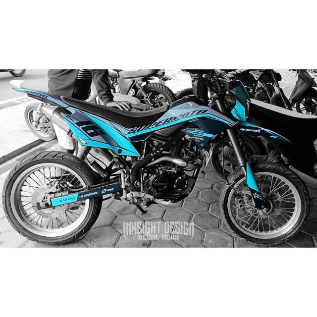 Decal Dtracker 150 KLX Dekal Sticker Motor Custom Grafis Supermoto Biru Tosca