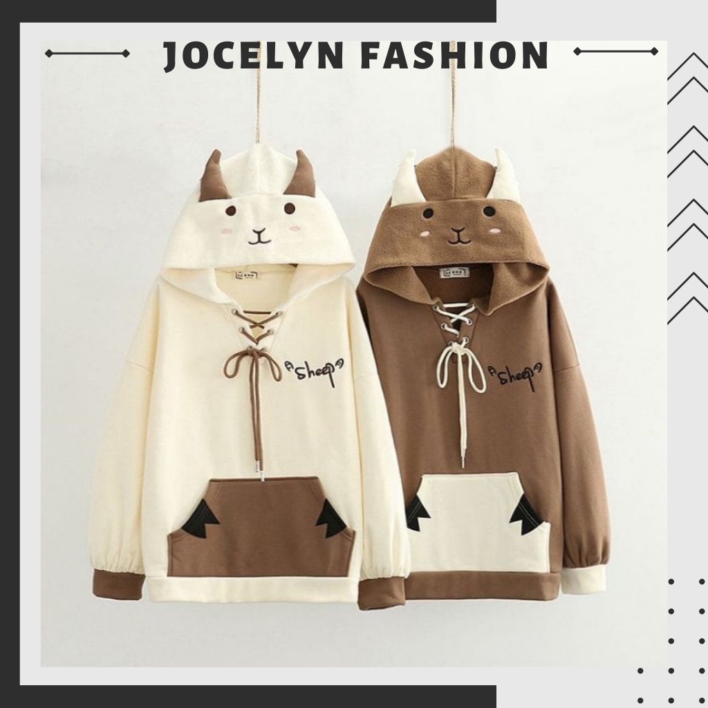 SHEEP SWEATER HOODIE Wanita Oversize SWEATER KOREAN Style HOODIE Cewek Motif Lucu Tebal Casual Lucu 