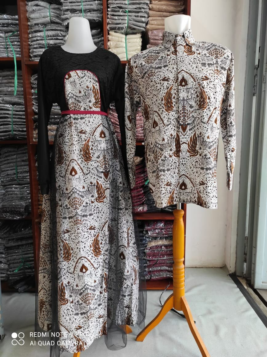 Maura Couple - Sania Ruffle Batik Couple Ndoro Jowi Dnt Garansi Termurah Shopee-couple Gamis Batik