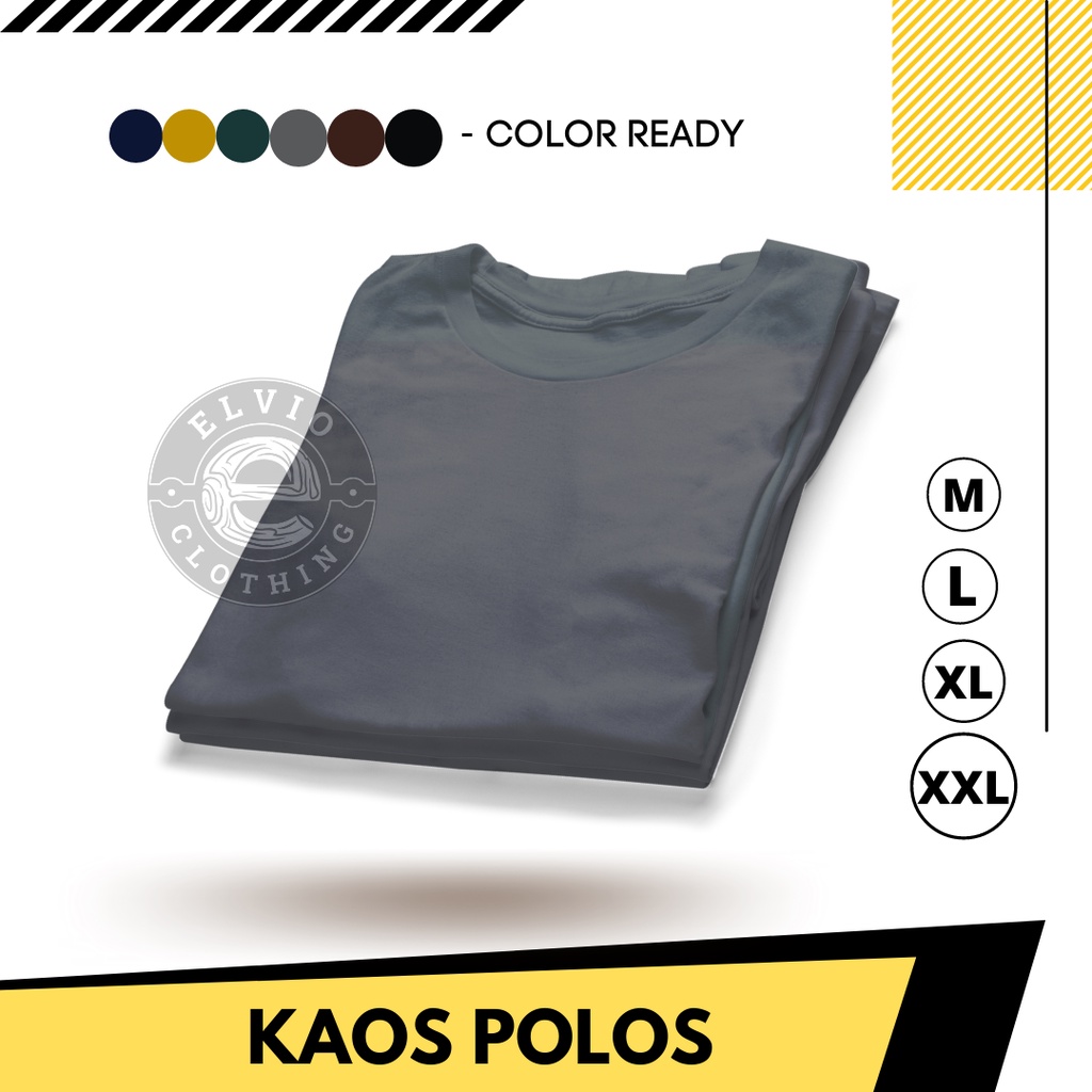 [ BISA COD ] ELVIO KAOS POLOS OBLONG PRIA WANITA UNISEX DISTRO TSHIRT LENGAN PENDEK ROUND NECK REGULER FIT