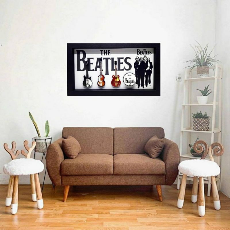 hiasan dinding Pigura frame the beatles 3D pajangan dinding dekorasi ruangan