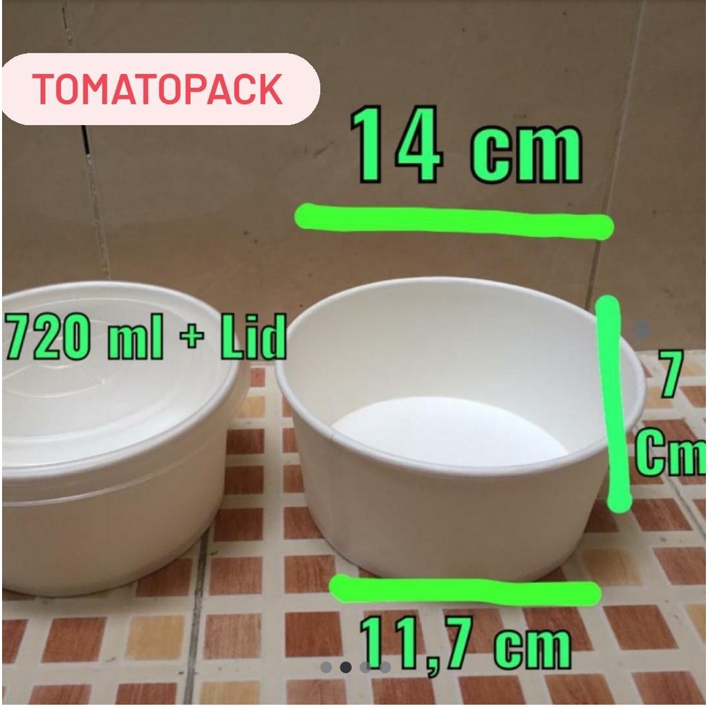 paper bowl 720 ml / 24 oz + tutupnya / Mangkok makanan + tutup