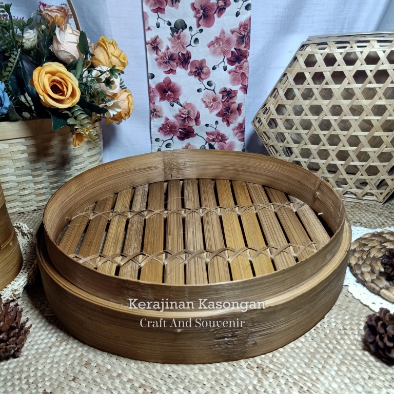 (B253 A) Klakat Bambu Bulat Wadah 30cm/Hampers/Kado/Wadah Parcel/kukusan gyoza/kukusan dimsum/siomay