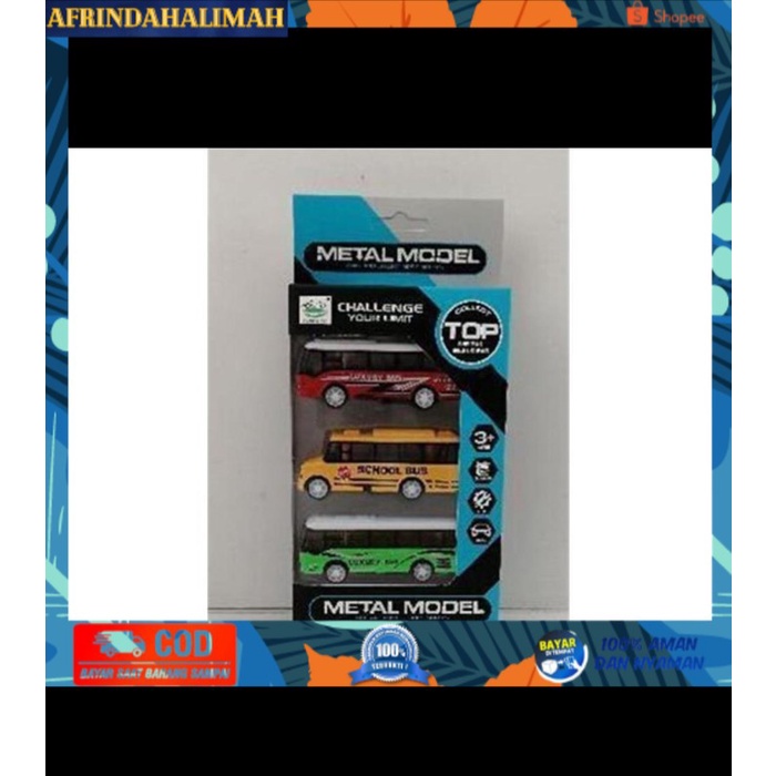 

[TERBARU] Mainan diecast besi bis sekolah school bus set isi 3 metal figure mode