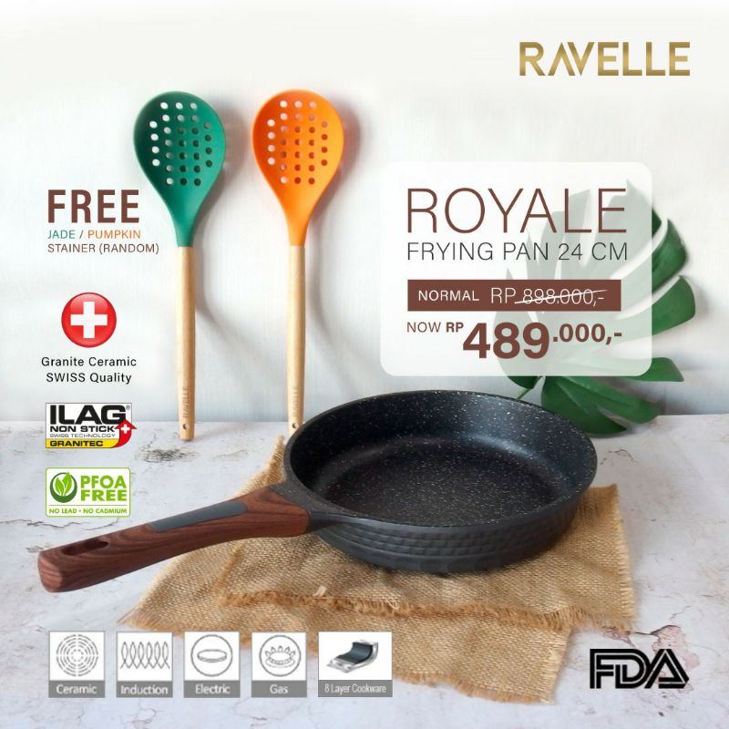RAVELLE Fryngpan Ukuran 24 cm / frypan anti lengket / frypan promo / frypan ukuran 24