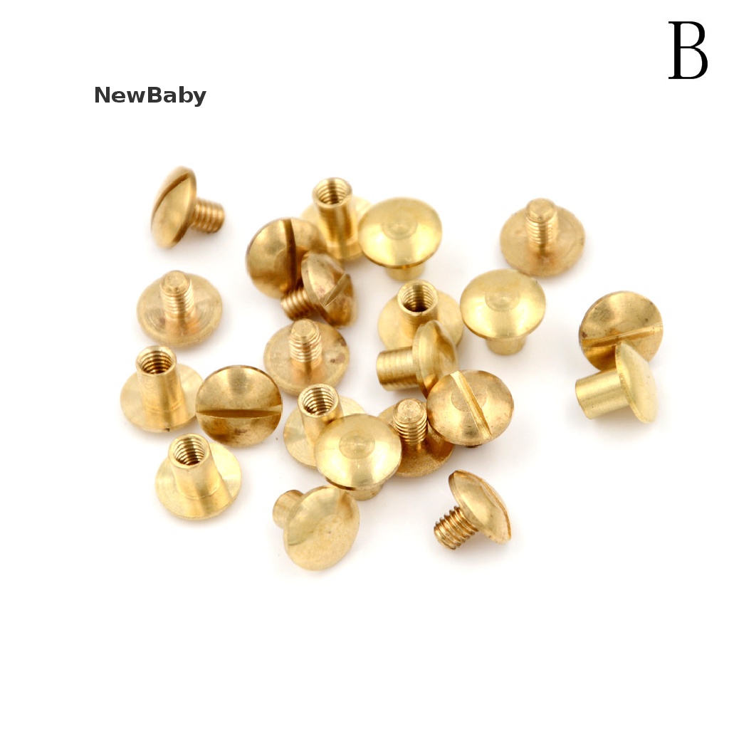 NewBaby 10x Arc Solid Brass Button Stud Screw Nail Screw back Leather Rivet Belt 6mm ID