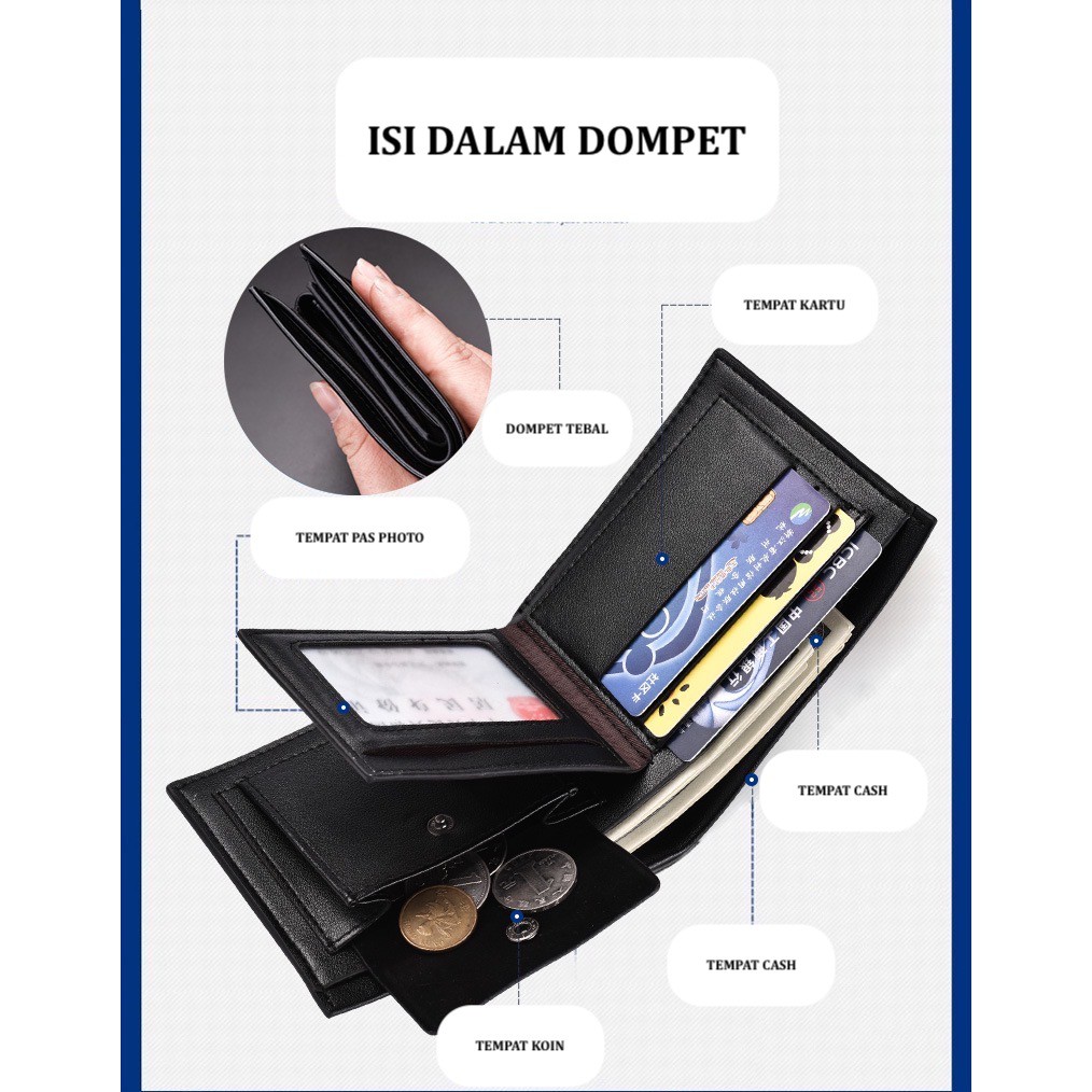 IMPOR DOMPET PENDEK PRIA TEMPAT KOIN KULIT PU DEABOLAR KUALITAS ORIGINAL JC014-1