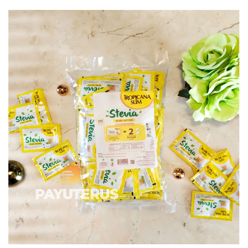 

GULA TROPICANA SLIM STEVIA GULA DIET 100 sachet STEVIA TROPICANA SLIM DIABETES GROSIR PEMANIS 100