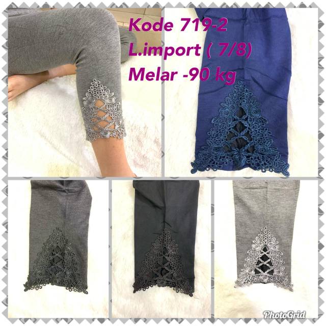 Celana Legging Wanita 7per8 Renda Import 719-2