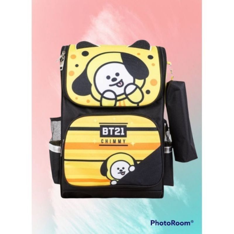 Tas Ransel Anak Perempuan Sekolah SD Karakter BT21 Free Pouch