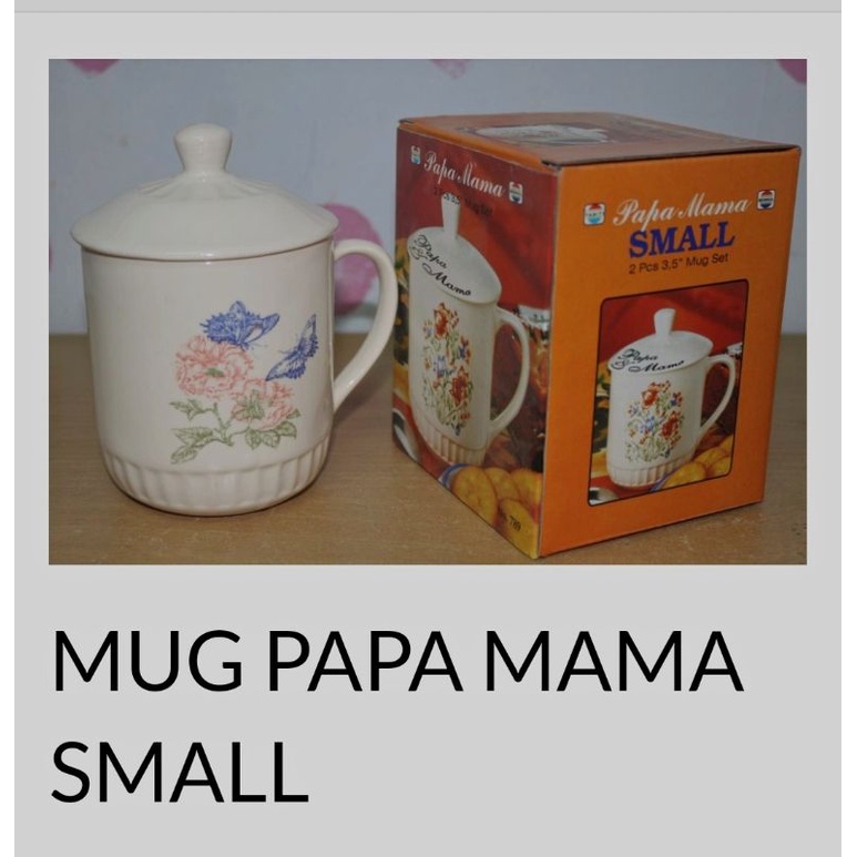 Mug dengan tutup keramik Tipe papa mama Small ( per pc)