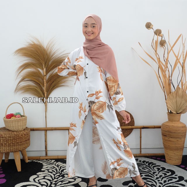 Miska Long Tunik Rayon Premium Busui Friendly || Home Tunik Rayon Motif Daun Viscose