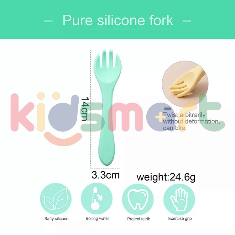 Silicon Spoon Baby / Sendok Garpu Makan Silikon Bayi Food Grade