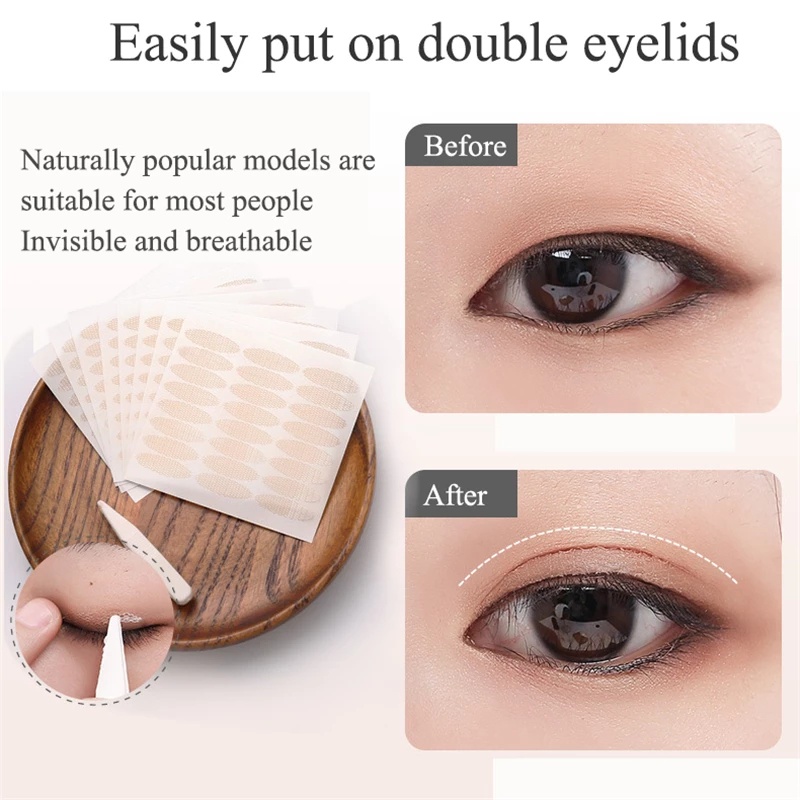 [1Pack Gauze Mesh-Lace Invisible Double-fold Eyelid Sticker ][Transparent Invisible Self-adhesive Eyelid Tape Sticker] [Make up Tools]