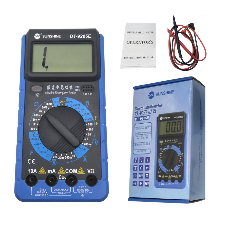 Multimeter NCV Sunshine DT9205E Multitester Digital DT-9205E Tester Besar DT 9205E Avometer