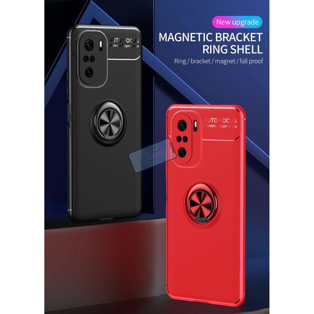 Case Xiaomi Poco F3 Magnetic Ring Soft Case Original Auto Focus Case Poco F3