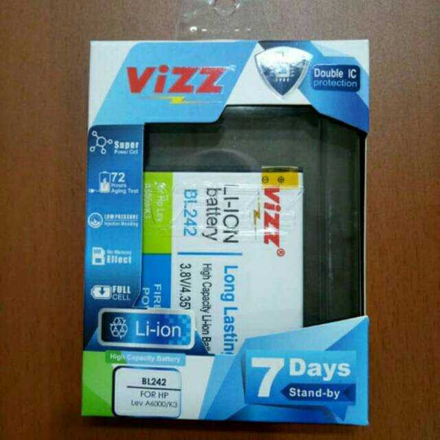 Batt batre battery double power vizz  lenovo  bl242,  A6000 K3,  K5 plus A6020
