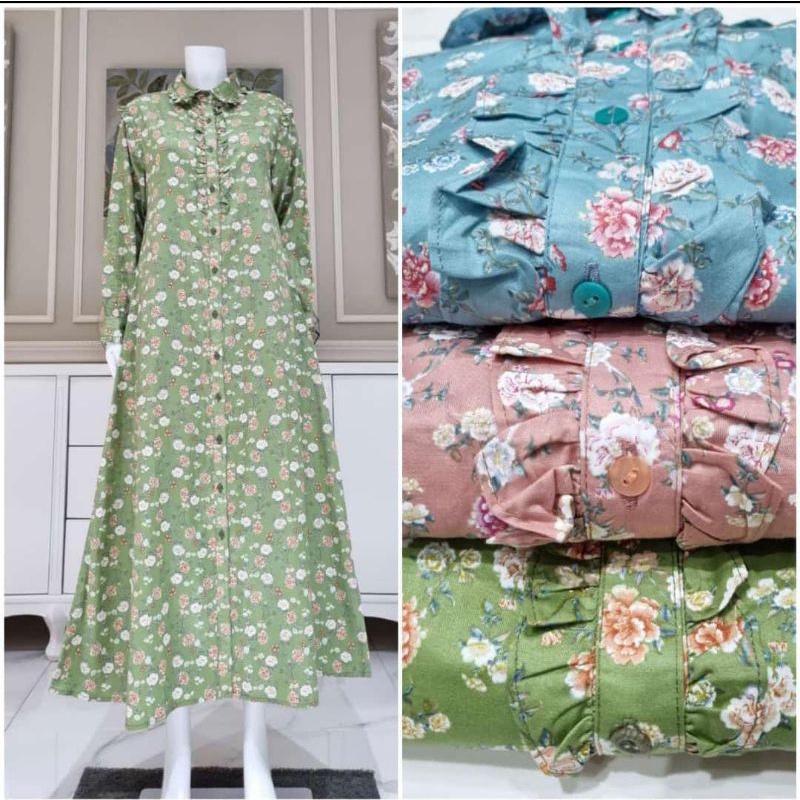 Gamis katun jepang motif bunga *busui ori By Edness Kayla