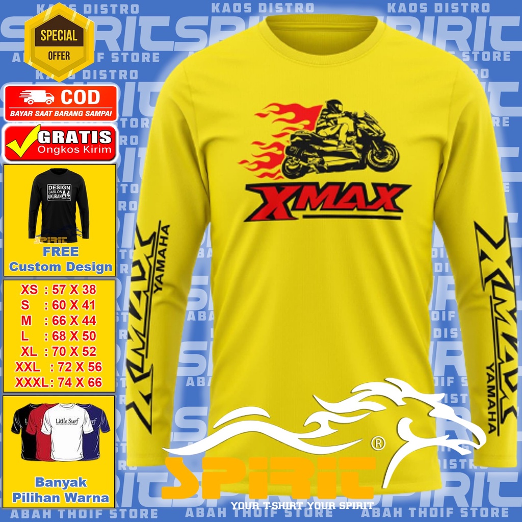 Kaos Tshirt T Shirt T-Shirt Distro Motor Xmax Riding Touring Lengan Panjang Pria Wanita Jumbo FXM002
