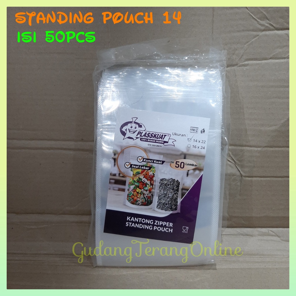 Standing Pouch 14 x 22 cm Kemasan Plastik klip Plastik Zipper
