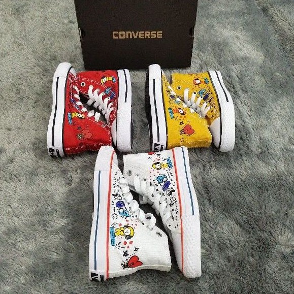 (READY) SEPATU CONVERSE ANAK BT21 BTS MODEL TINGGI PREMIUM QUALITY