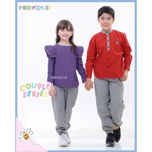 Minekids Setelan Anak Laki Laki Perempuan - Korean Casual Set Lengan Panjang Lakilaki