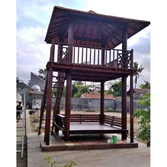 Gazebo Tingkat 3m x 3m kayu kelapa lokal