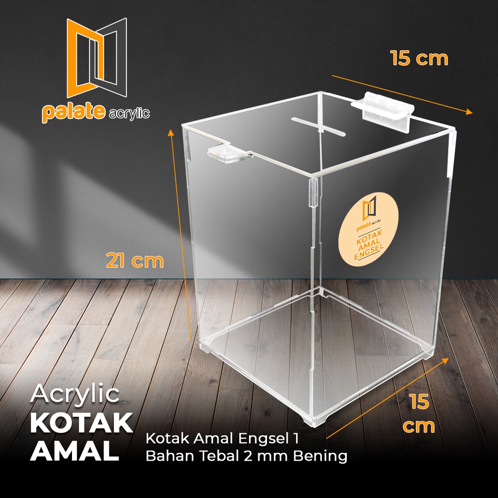 

AKRILIK KOTAK AMAL / KOTAK SARAN BAHAN AKRILIK 15x15x21