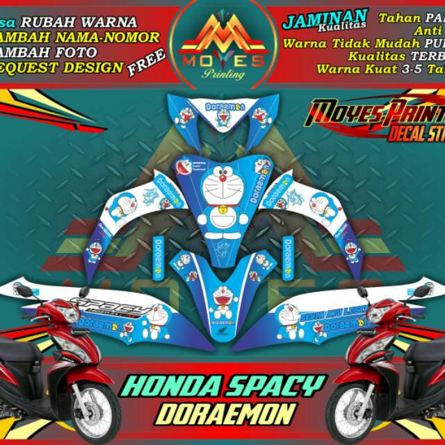 Decal striping motor spacy stiker motor spacy decal honda spacy fulbody motip doraemon