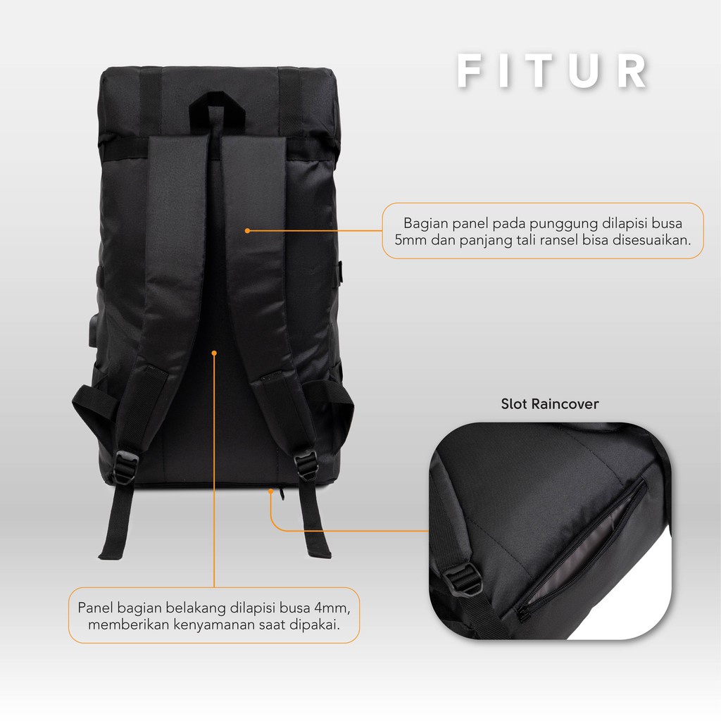 HEYLOOK Project - (Free Raincover+USB) Tas Ransel Pria Wanita Backpack DALTON Tas Ransel Laptop Sekolah Kuliah Kerja