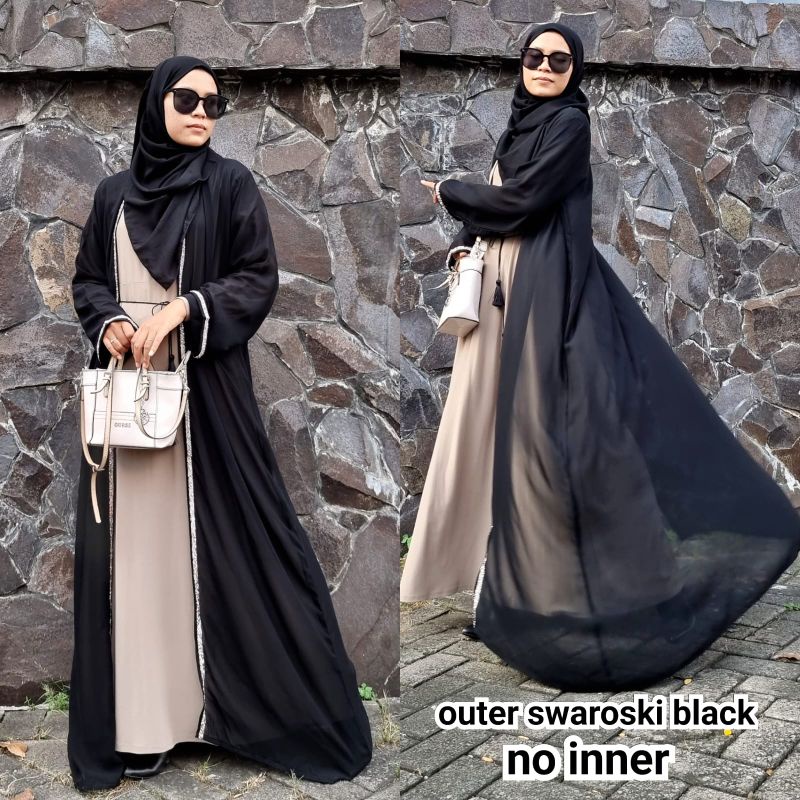 Outer Swarovski Abaya Saudi Abaya Najaah / Gamis Hitam / Dress Hitam / Gamis Arab / Abaya Arab