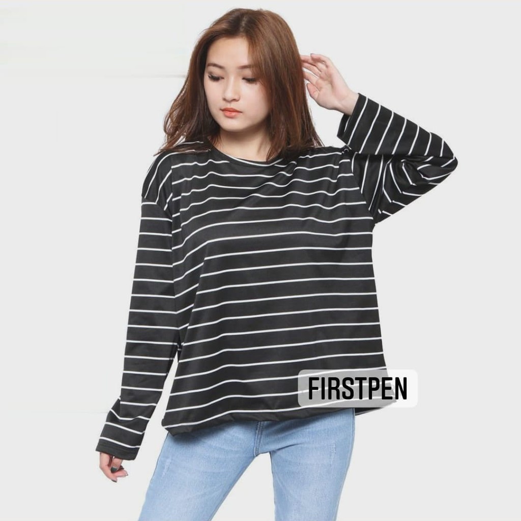Kaos Salur Jumbo Lengan Panjang Wanita Warna