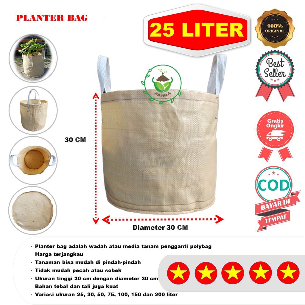 Planter Bag Planterbag Ukuran 25 Liter 30 X 30 Cm Pot Bunga Polybag Bibit Media Tanam Tabulampot