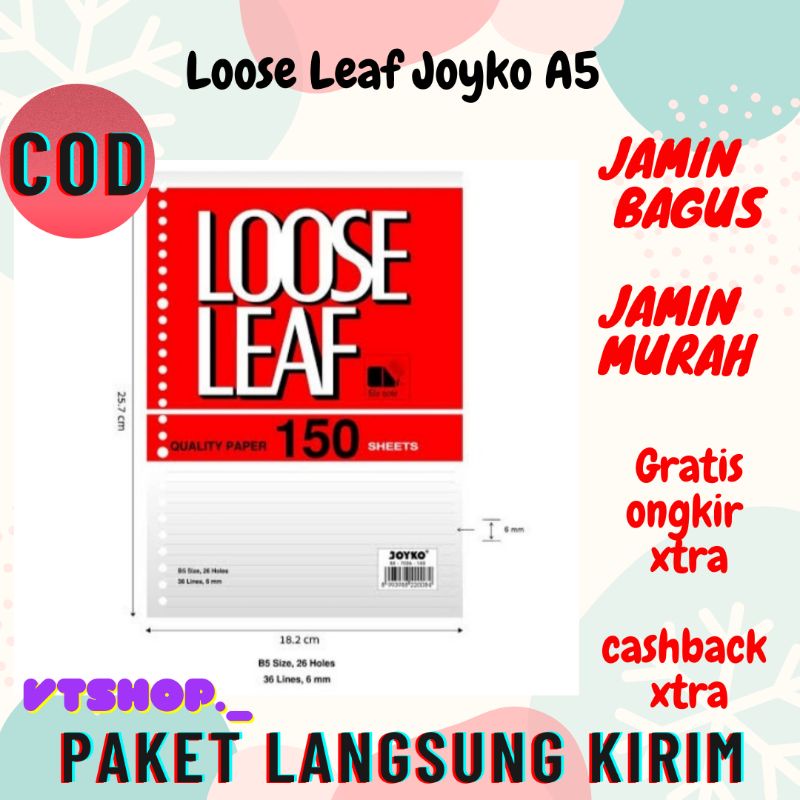 

V262 - Loose Leaf Joyko A5 50 lembar / Isi Refill Kertas File