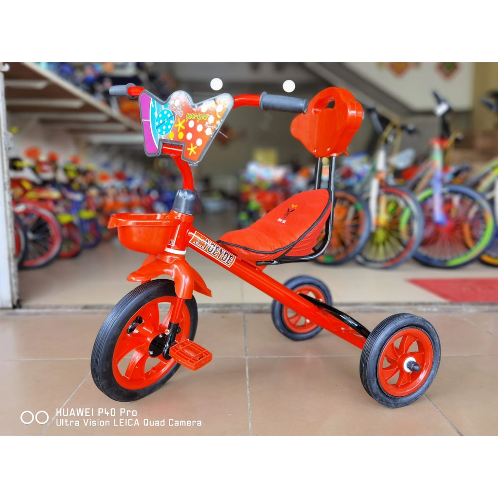 [ BARU ] Sepeda BMX Roda Tiga Anak Tricycle Sandaran Yoe Yoe Keranjang Sadel Besar