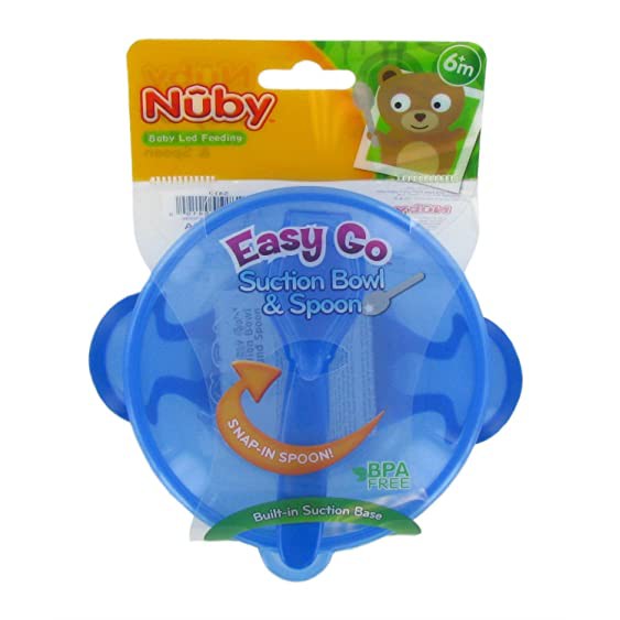 Nuby Garden Fresh Easy Go Suction Bowl &amp; Spoon / Tempat Makan Travel Size 6m+ (Ready Pilihan Warna)